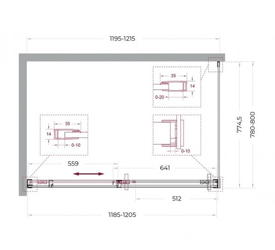 Душевой угол BelBagno Soft Close-1 1200x800 оружейная сталь, прозр.стекло 