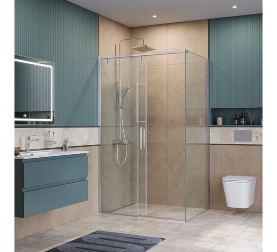 Душевой угол BelBagno Soft Close-1 1300x1000 хром, прозр.стекло 