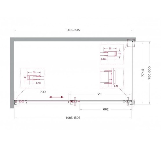 Душевой угол BelBagno Soft Close-1 1500x800 хром, прозр.стекло 