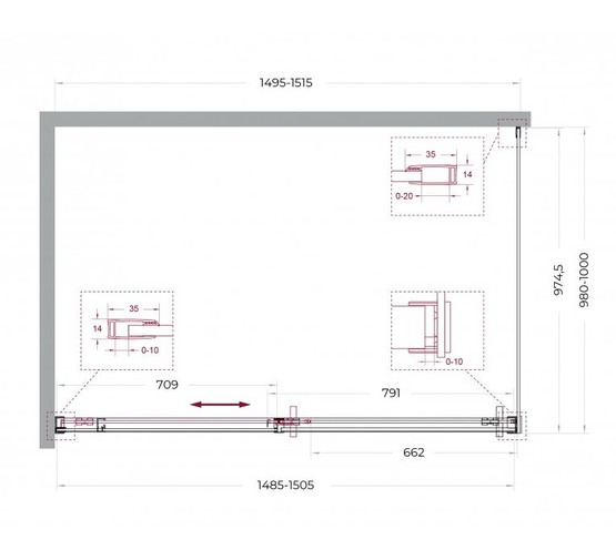 Душевой угол BelBagno Soft Close-1 1500x1000 хром, прозр.стекло 