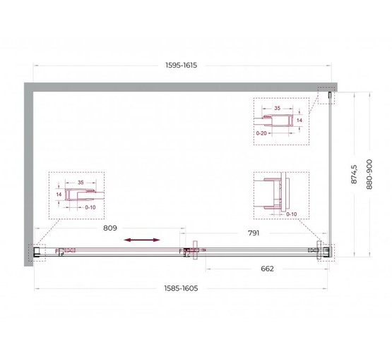 Душевой угол BelBagno Soft Close-1 1600x900 хром, прозр.стекло 