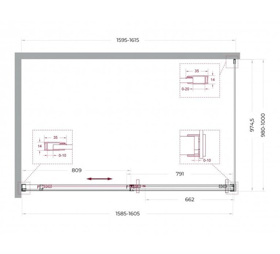 Душевой угол BelBagno Soft Close-1 1600x1000 оружейная сталь, прозр.стекло 