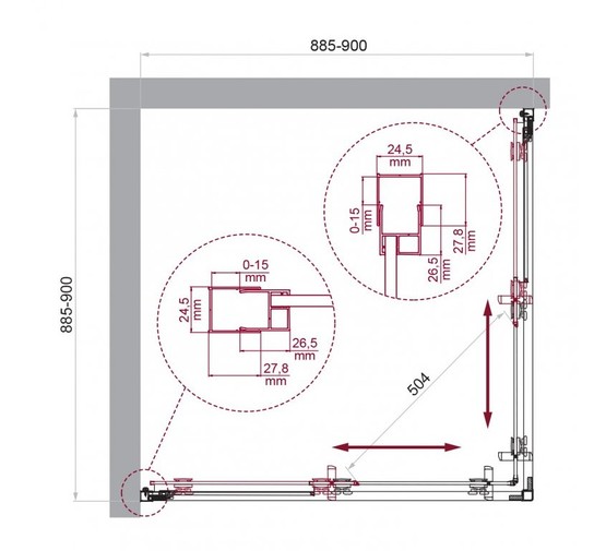 Душевой угол BelBagno Luce A 2 900x900 хром, текстур.стекло 