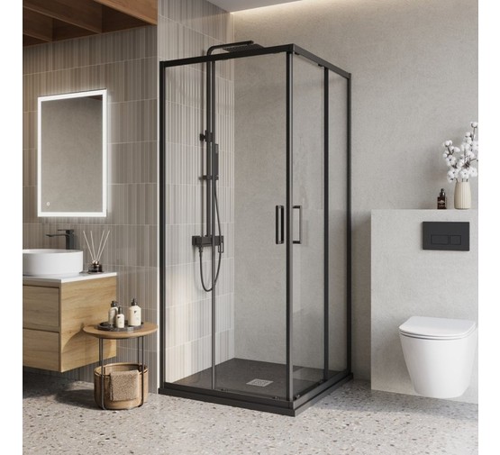 Душевой угол BelBagno Luce A 2 900x900 черный матовый, прозр.стекло 