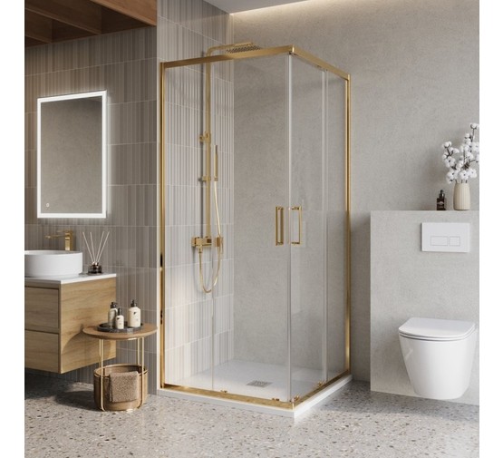 Душевой угол BelBagno Luce A 2 1000x1000 золото, прозр.стекло 