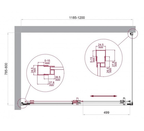 Душевой угол BelBagno Luce AH 1 1200x800 хром, прозр.стекло 