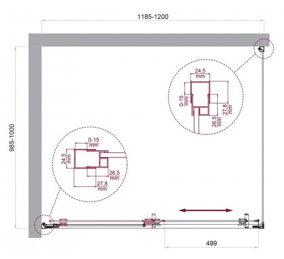 Душевой угол BelBagno Luce AH 1 1200x1000 хром, прозр.стекло 