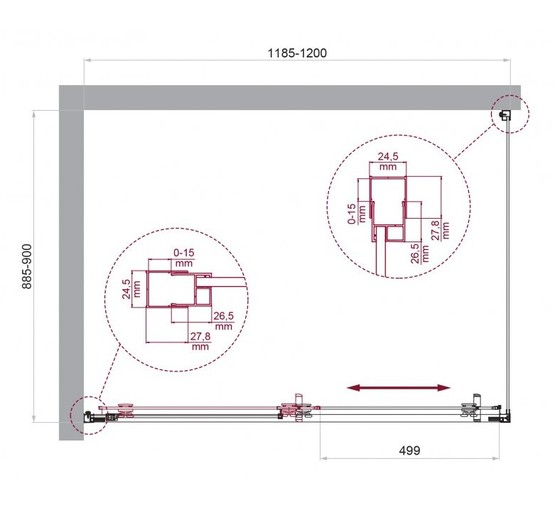 Душевой угол BelBagno Luce AH 1 1200x900 хром, текстур.стекло 