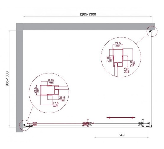 Душевой угол BelBagno Luce AH 1 1300x1000 хром, прозр.стекло 
