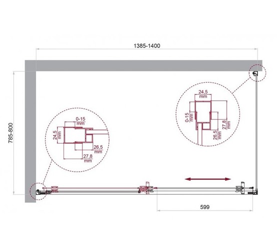 Душевой угол BelBagno Luce AH 1 1400x800 хром, прозр.стекло 