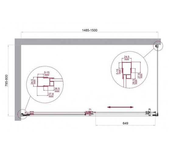 Душевой угол BelBagno Luce AH 1 1500x800 хром, прозр.стекло 