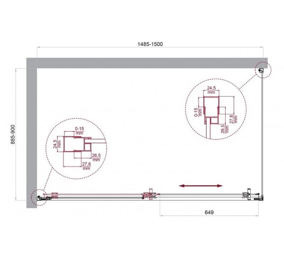 Душевой угол BelBagno Luce AH 1 1500x900 хром, прозр.стекло 