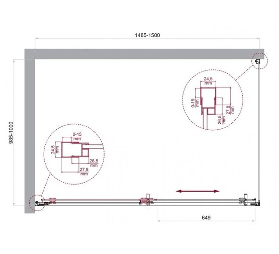 Душевой угол BelBagno Luce AH 1 1500x1000 хром, прозр.стекло 