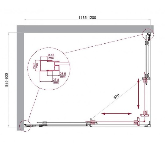 Душевой угол BelBagno Luce AH 2 1200x900 хром, прозр.стекло 
