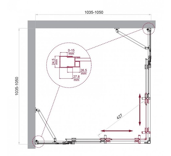 Душевой угол BelBagno Luce A 22 1050x1050 хром, прозр.стекло 