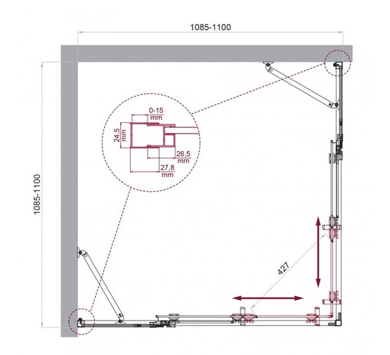 Душевой угол BelBagno Luce A 22 1100x1100 хром, прозр.стекло 