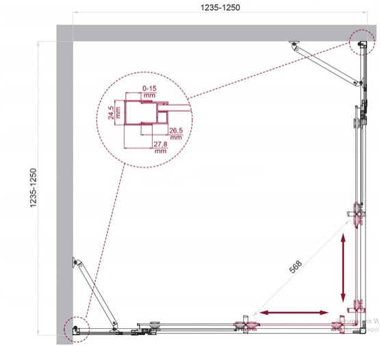 Душевой угол BelBagno Luce A 22 1250x1250 хром, прозр.стекло 
