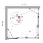 Душевой угол BelBagno Luce AH 22 1050x1000 хром, прозр.стекло 