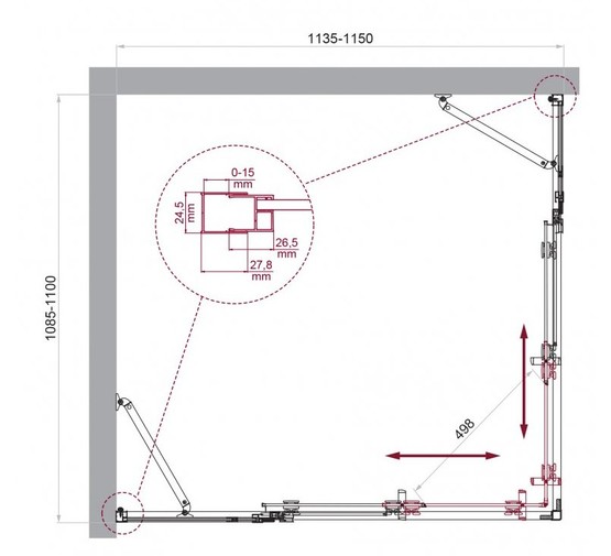 Душевой угол BelBagno Luce AH 22 1150x1100 хром, прозр.стекло 