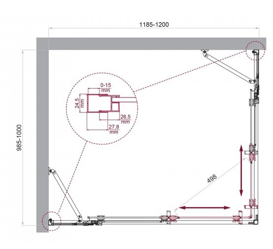 Душевой угол BelBagno Luce AH 22 1200x1000 хром, прозр.стекло 