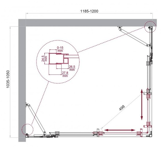 Душевой угол BelBagno Luce AH 22 1200x1050 хром, прозр.стекло 