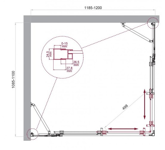 Душевой угол BelBagno Luce AH 22 1200x1100 хром, прозр.стекло 