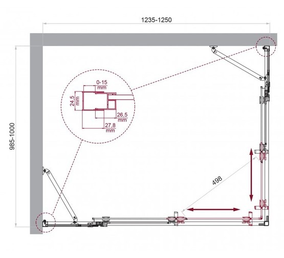 Душевой угол BelBagno Luce AH 22 1250x1000 хром, прозр.стекло 