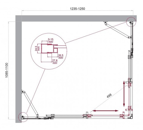 Душевой угол BelBagno Luce AH 22 1250x1100 хром, прозр.стекло 