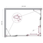 Душевой угол BelBagno Luce AH 22 1450x1100 хром, прозр.стекло 
