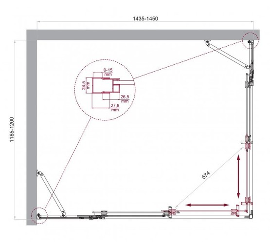 Душевой угол BelBagno Luce AH 22 1450x1200 хром, прозр.стекло 