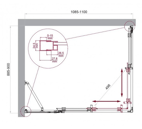 Душевой угол BelBagno Luce AH 21 1100x900 хром, текстур.стекло 