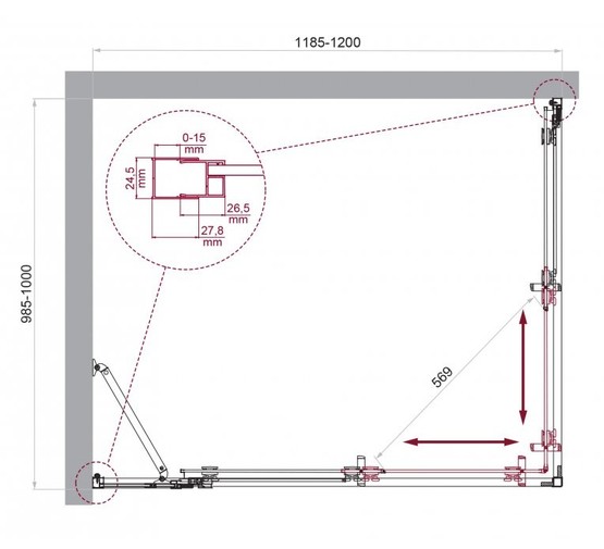 Душевой угол BelBagno Luce AH 21 1200x1000 хром, прозр.стекло 