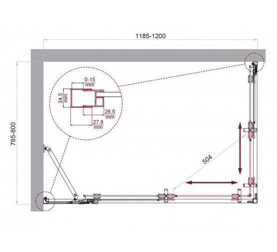 Душевой угол BelBagno Luce AH 21 1200x800 хром, текстур.стекло 