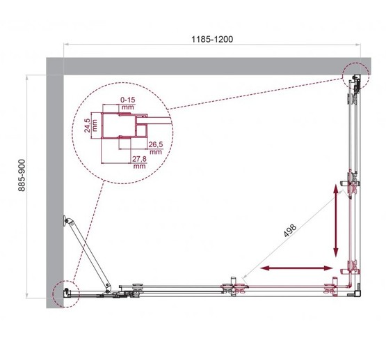 Душевой угол BelBagno Luce AH 21 1200x900 хром, прозр.стекло 