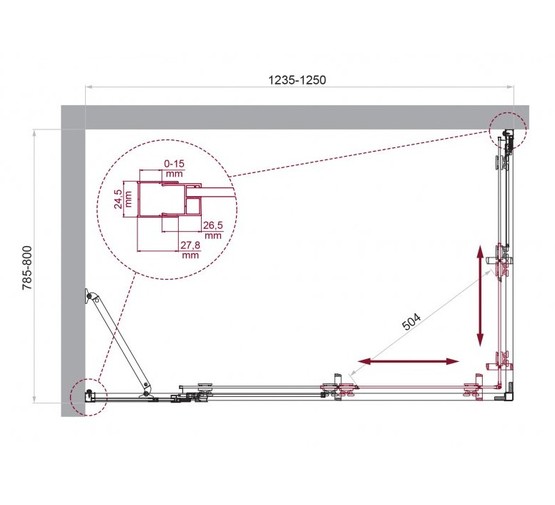 Душевой угол BelBagno Luce AH 21 1250x800 хром, прозр.стекло 