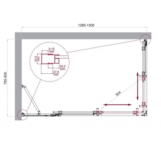 Душевой угол BelBagno Luce AH 21 1300x800 хром, прозр.стекло 