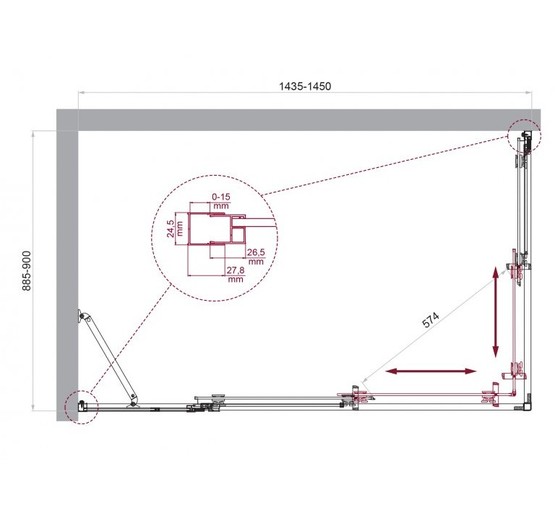 Душевой угол BelBagno Luce AH 21 1450x900 хром, прозр.стекло 