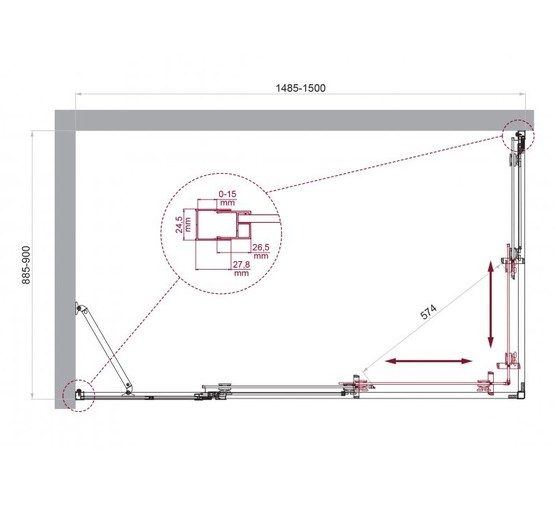 Душевой угол BelBagno Luce AH 21 1500x900 хром, прозр.стекло 