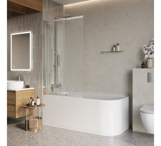 Шторка для ванны BelBagno LUCE-VF-11 800x1450 хром, прозр.стекло 