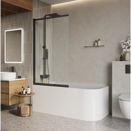 Шторка для ванны BelBagno LUCE-VF-11 800x1450 черный, прозр.стекло 