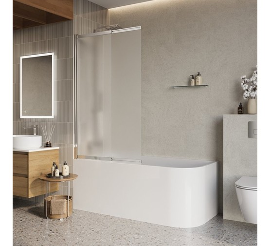 Шторка для ванны BelBagno LUCE-VF-11 900x1450 хром, текстур.стекло 