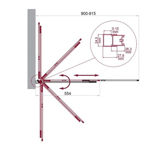 Шторка для ванны BelBagno LUCE-VF-11 900x1450 черный, текстур.стекло 