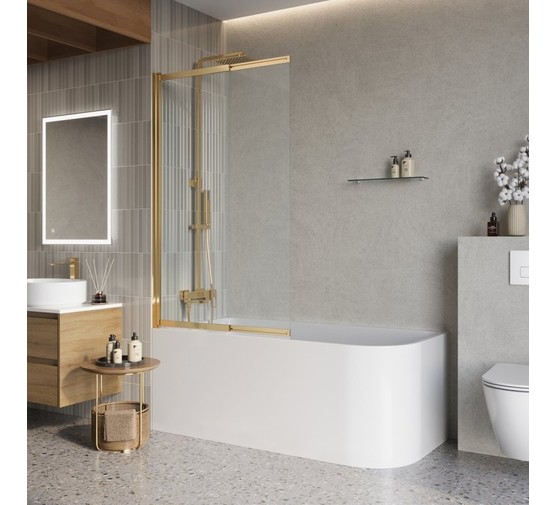 Шторка для ванны BelBagno LUCE-VF-11 1000x1450 золото, прозр.стекло 