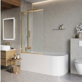 Шторка для ванны BelBagno LUCE-VF-11 1000x1450 золото, прозр.стекло