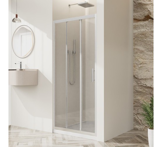 Душевая дверь BelBagno UNO-195 BF 3 90 см хром, текстур.стекло 