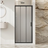 Душевая дверь BelBagno UNO-195 BF 3 100 см черный матовый, текстур.стекло 