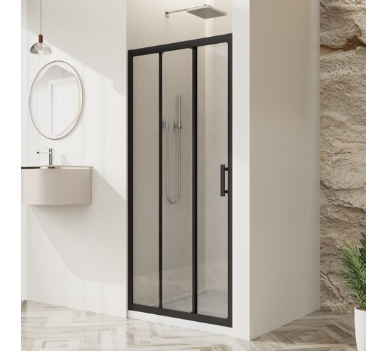 Душевая дверь BelBagno UNO-195 BF 3 120 см черный матовый, прозр.стекло 