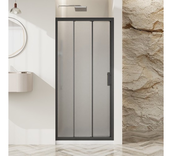 Душевая дверь BelBagno UNO-195 BF 3 120 см черный матовый, текстур.стекло 