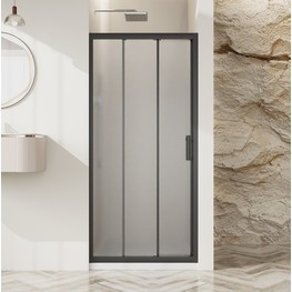 Душевая дверь BelBagno UNO-195 BF 3 120 см черный матовый, текстур.стекло 