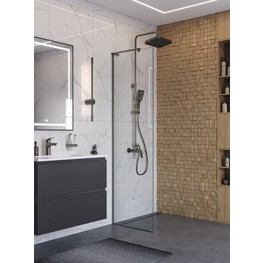 Душевая перегородка BelBagno Uno L-1-TB 600x2000 оружейная сталь, прозр.стекло